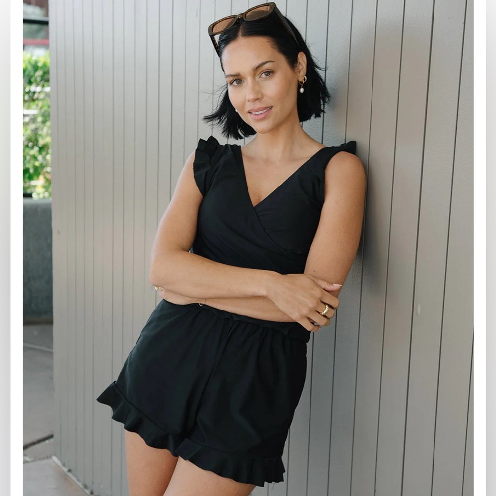 ⭐️SALE Black 1 piece ruffle bathing suit